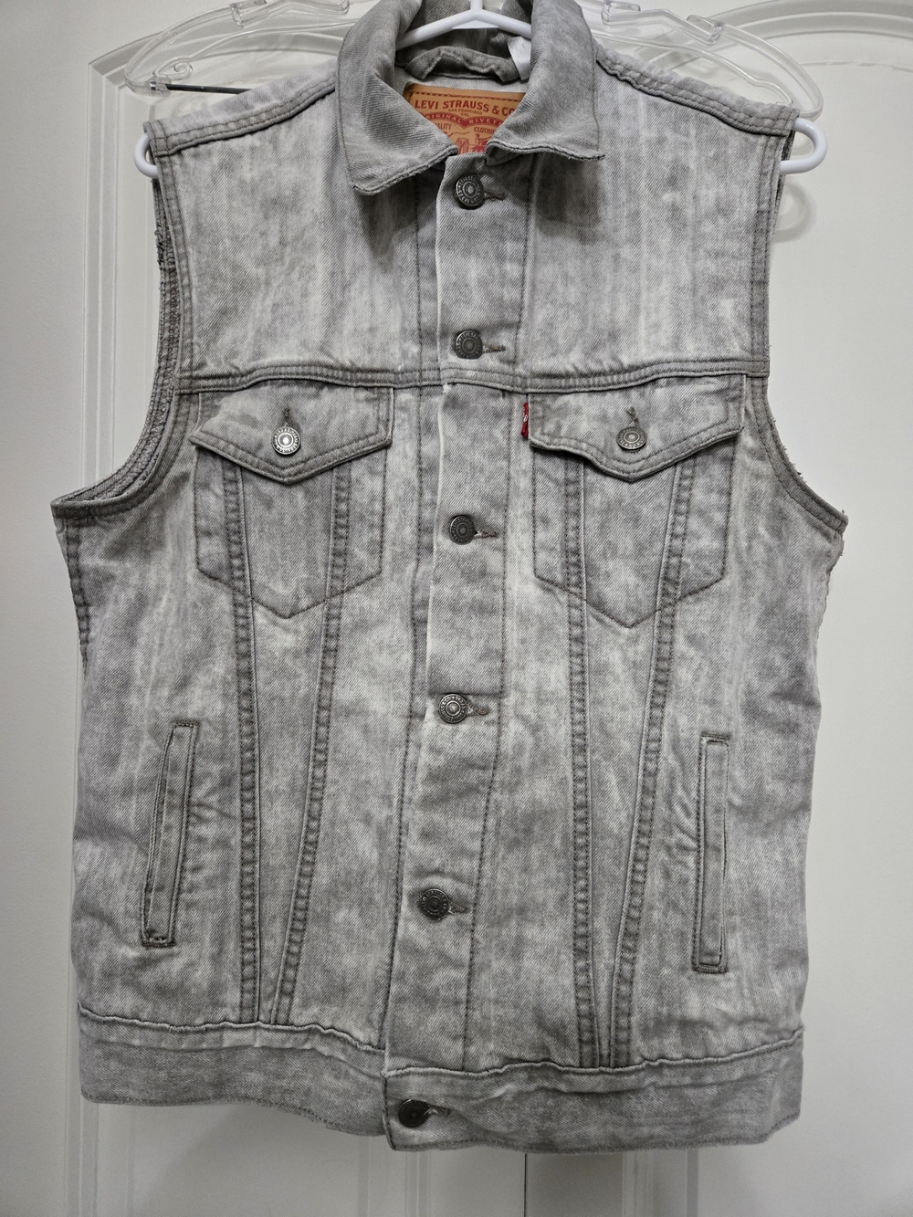 Levi's Men's Acid Wash Gray Denim Vest Jacket Size M